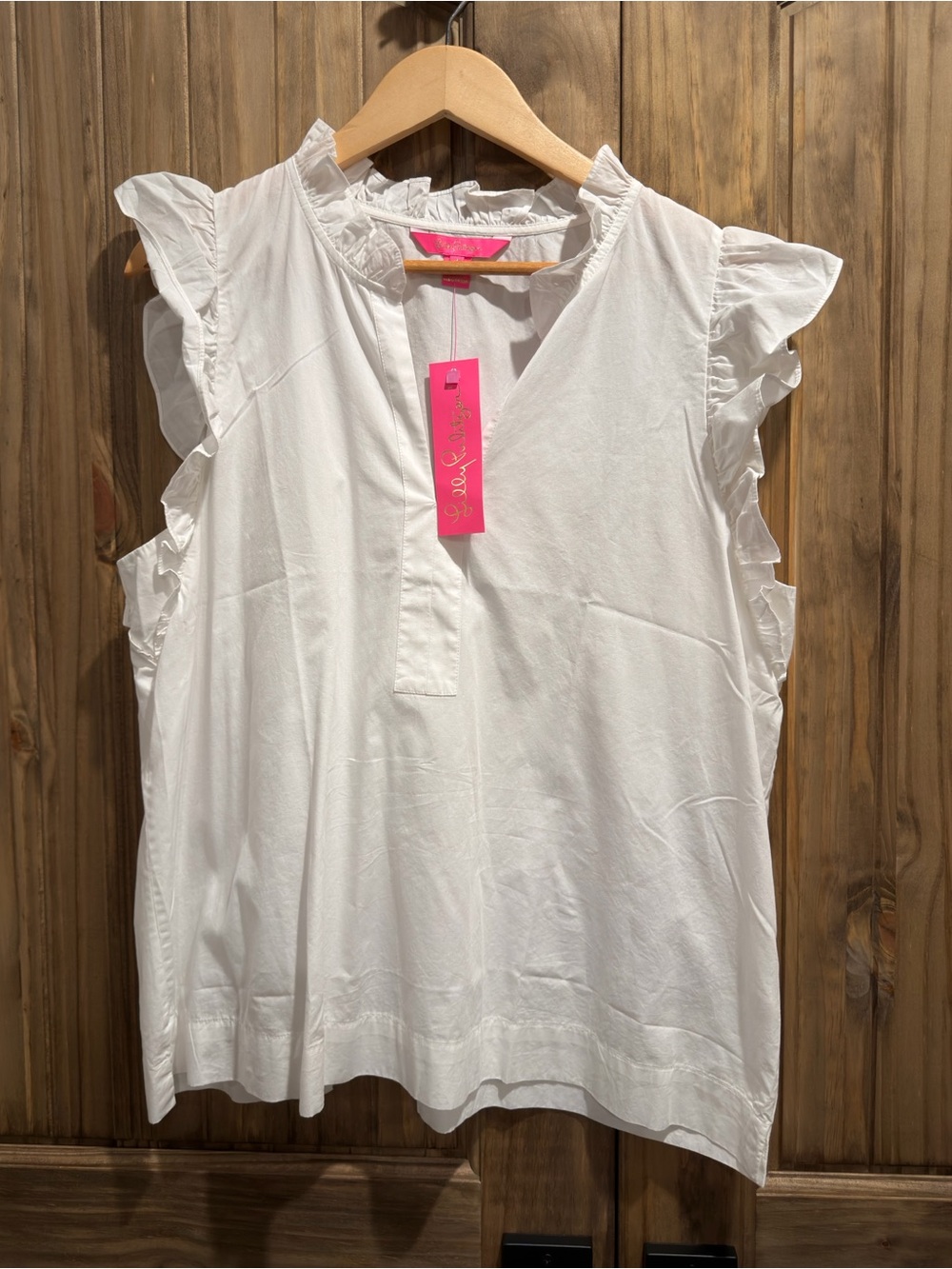 **NEW** LILLY PULITZER KLAUDIE RUFFLE SLEEVE TOP RESORT WHITE NWT